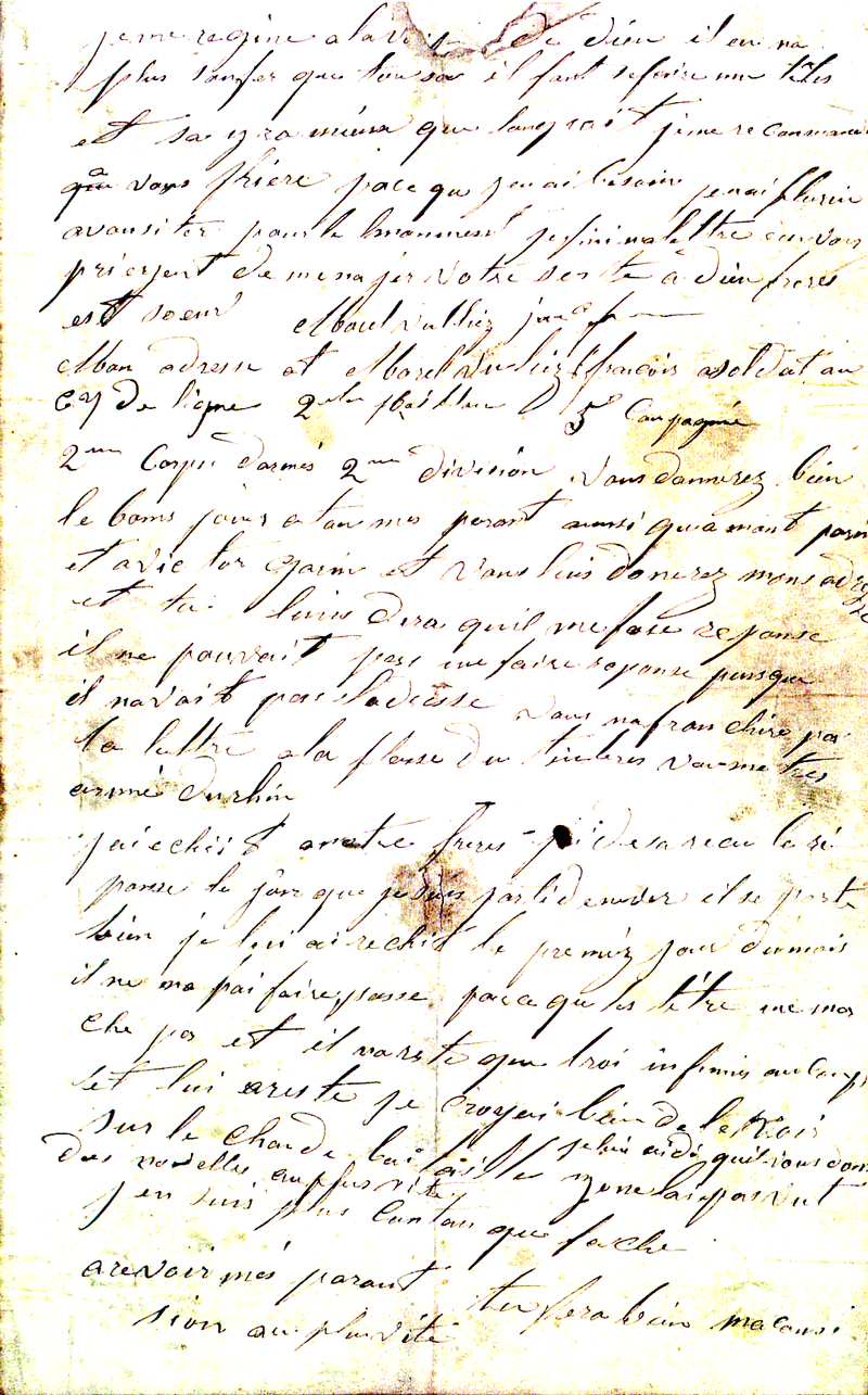 Lettre du soldat Jean-Francois MOREL VULLIEZ à ses parents